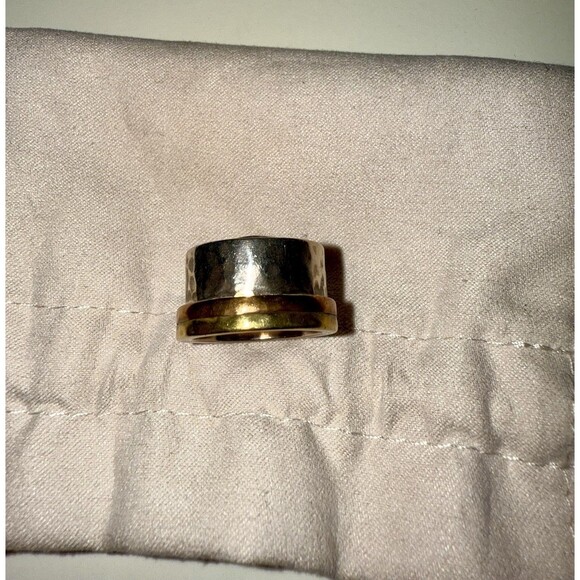 SILPADA Sterling Silver Ring Size 8 Womens Citrine Artisan Tri Tone Copper Wide - Picture 3 of 5